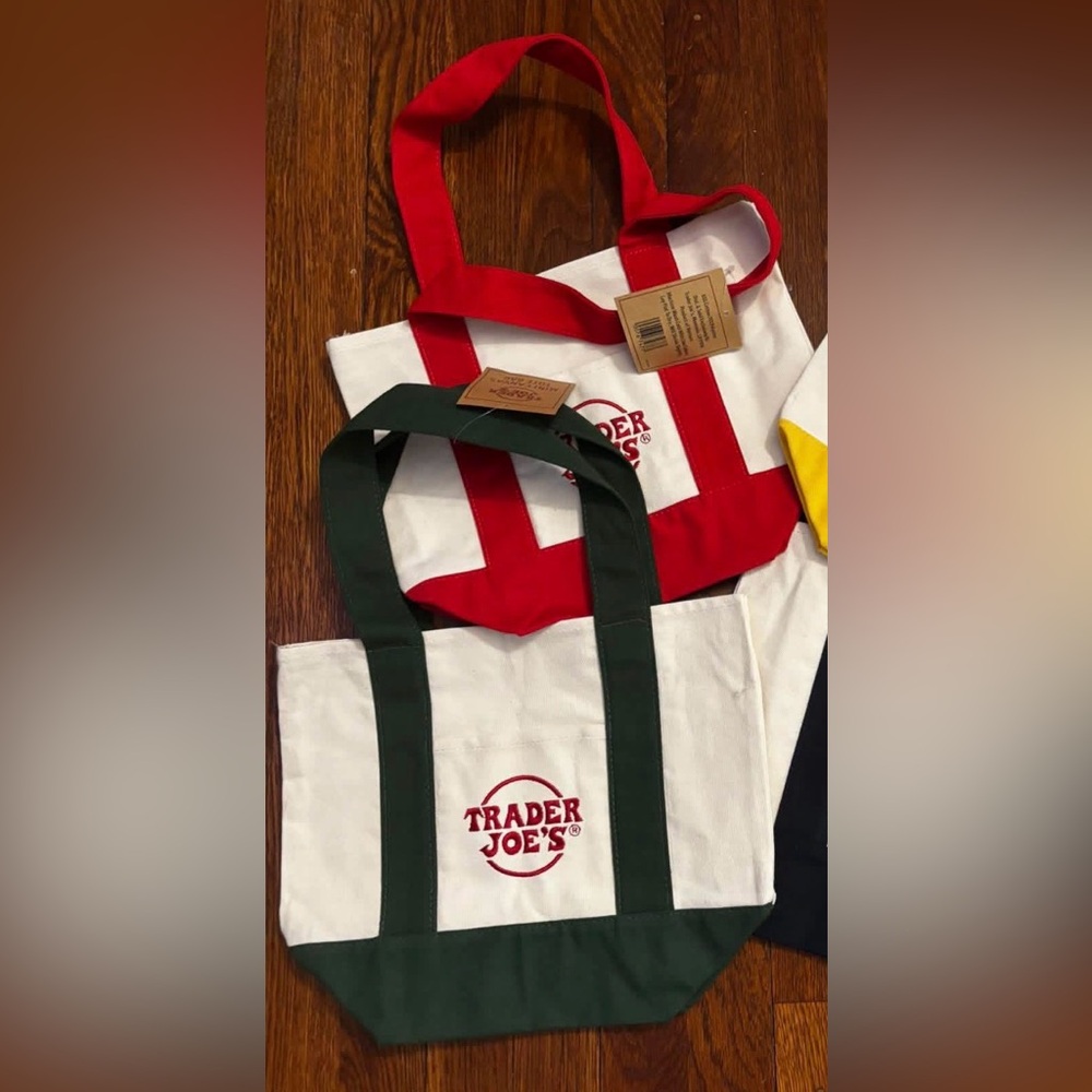 Trader Joe's Canvas Mini Tote Bags Set of 2 NWT